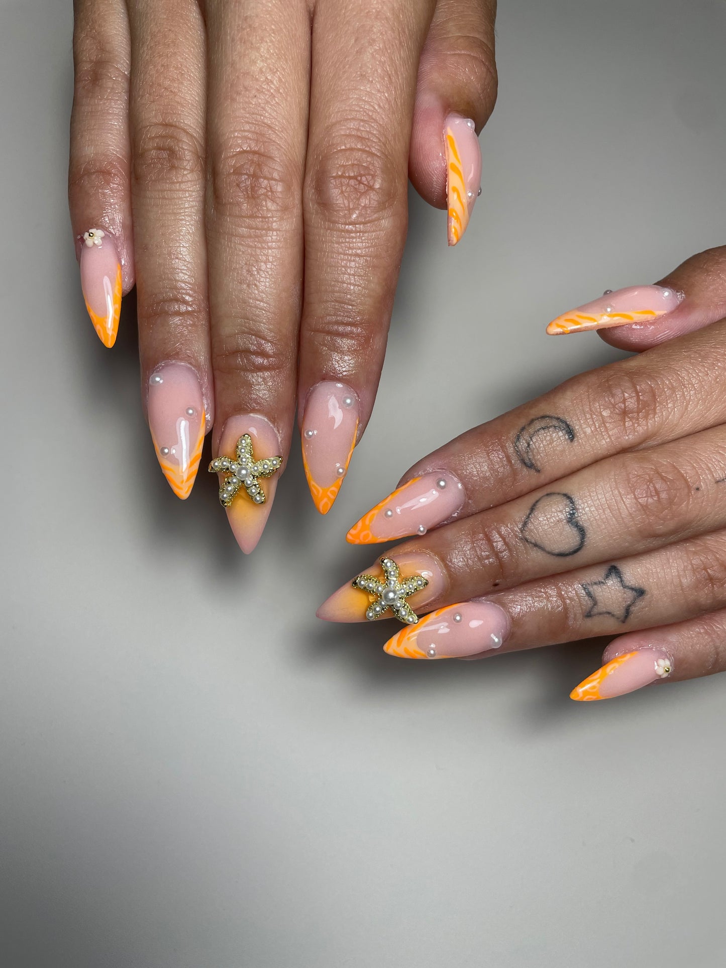Nail charms - Big Pearl Seastar 4