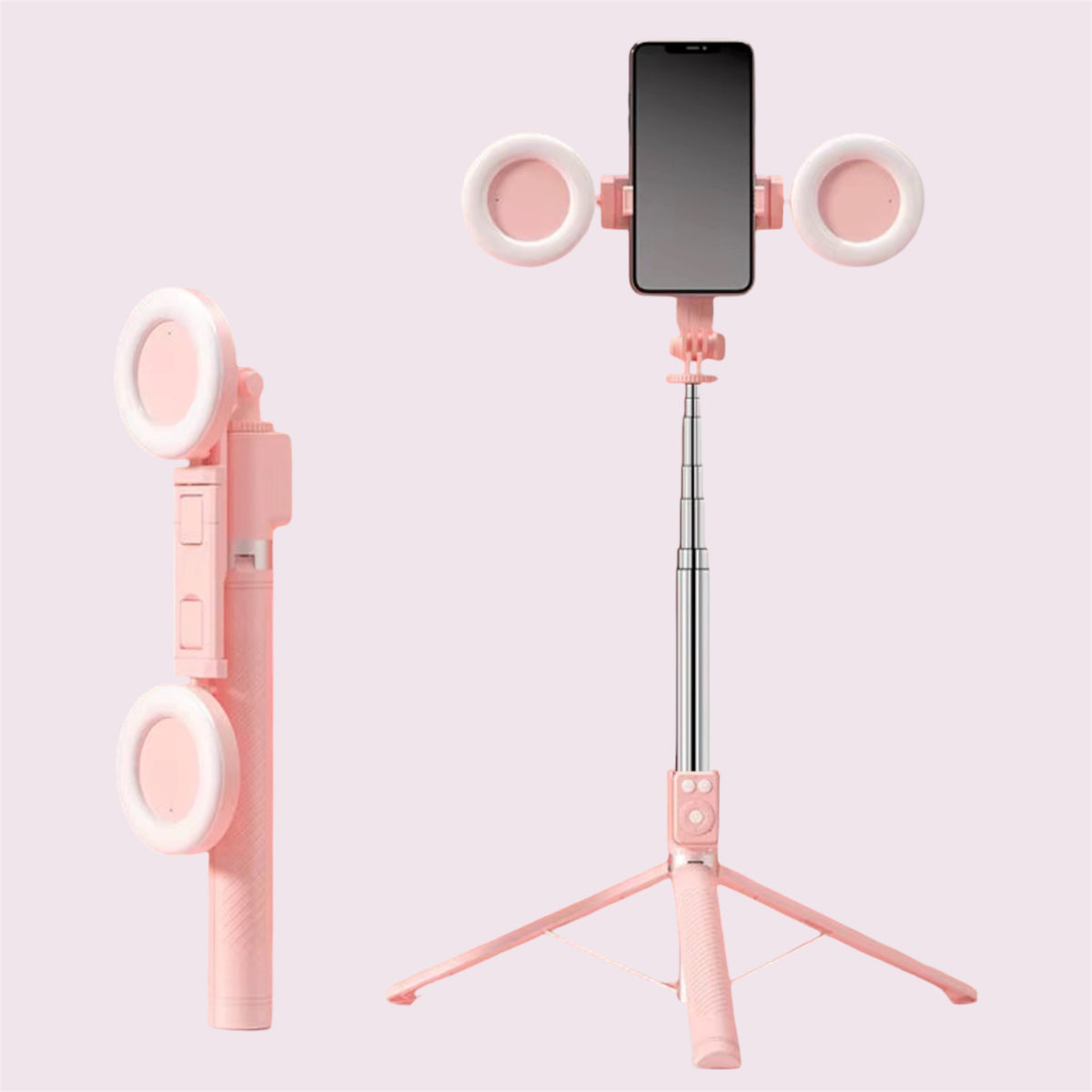 3-in-1 Selfie Stick Tripod 180 cm met 2 LED Lampen & Draadloze Afstandsbediening